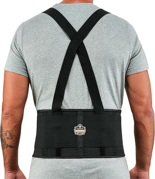 Ergodyne ProFlex 1650 Back Support Belt, 7.5" Elastic, Adjustable, Removeable Straps, 4XL , Black