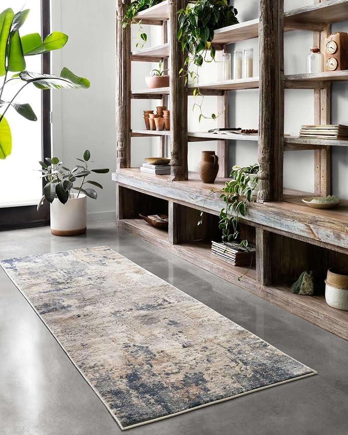 Loloi Teagan Collection TEA-06 Sand/Mist 2'-8" x 10'-6" Runner Rug, Large, Soft Neutral Rug, High-Traffic for Living Room, Bedroom, Home Office, Dining Area