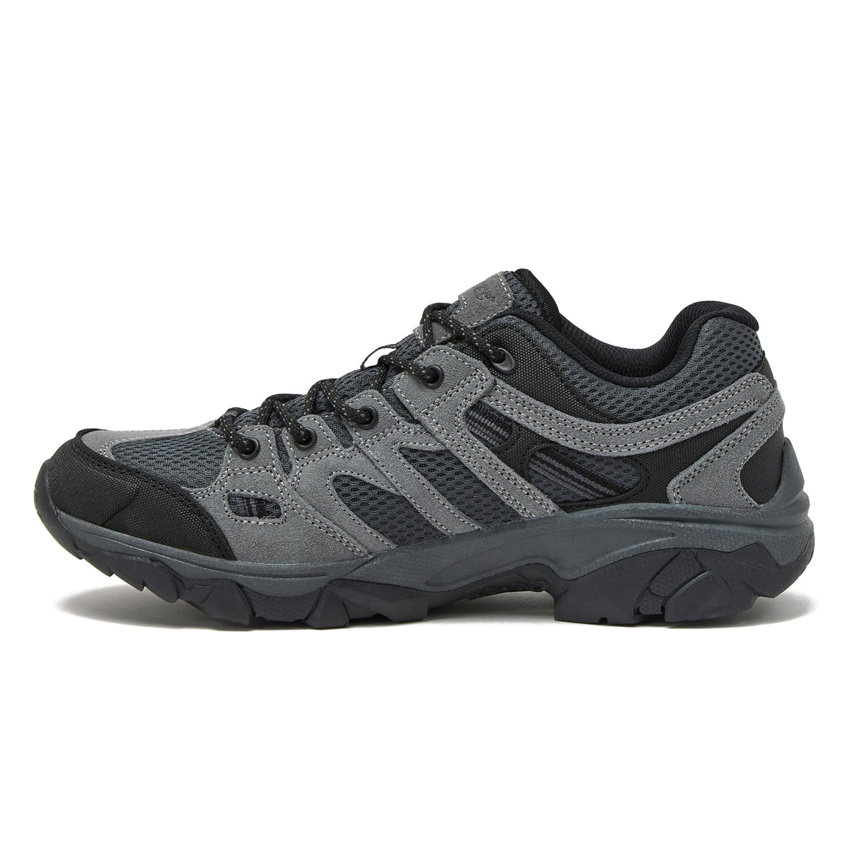 HI-TEC Ridge Low Hiking Shoes for Men, Lightweight Breathable Outdoor Trekking and Trail Sneakers - Castle Rock/Black, 11 Medium
