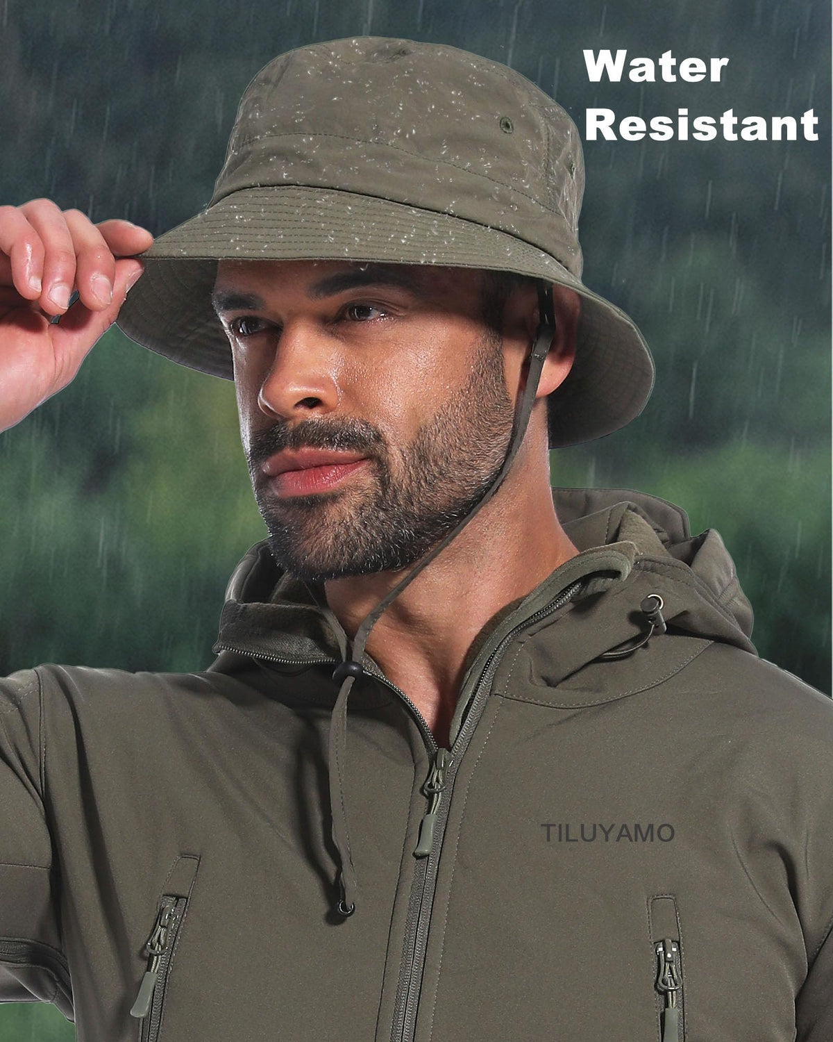 TILUYAMO Waterproof Bucket Hat Rain Hat for Women Men UV Protection Packable Sun Hat Fishing Hiking (Black)