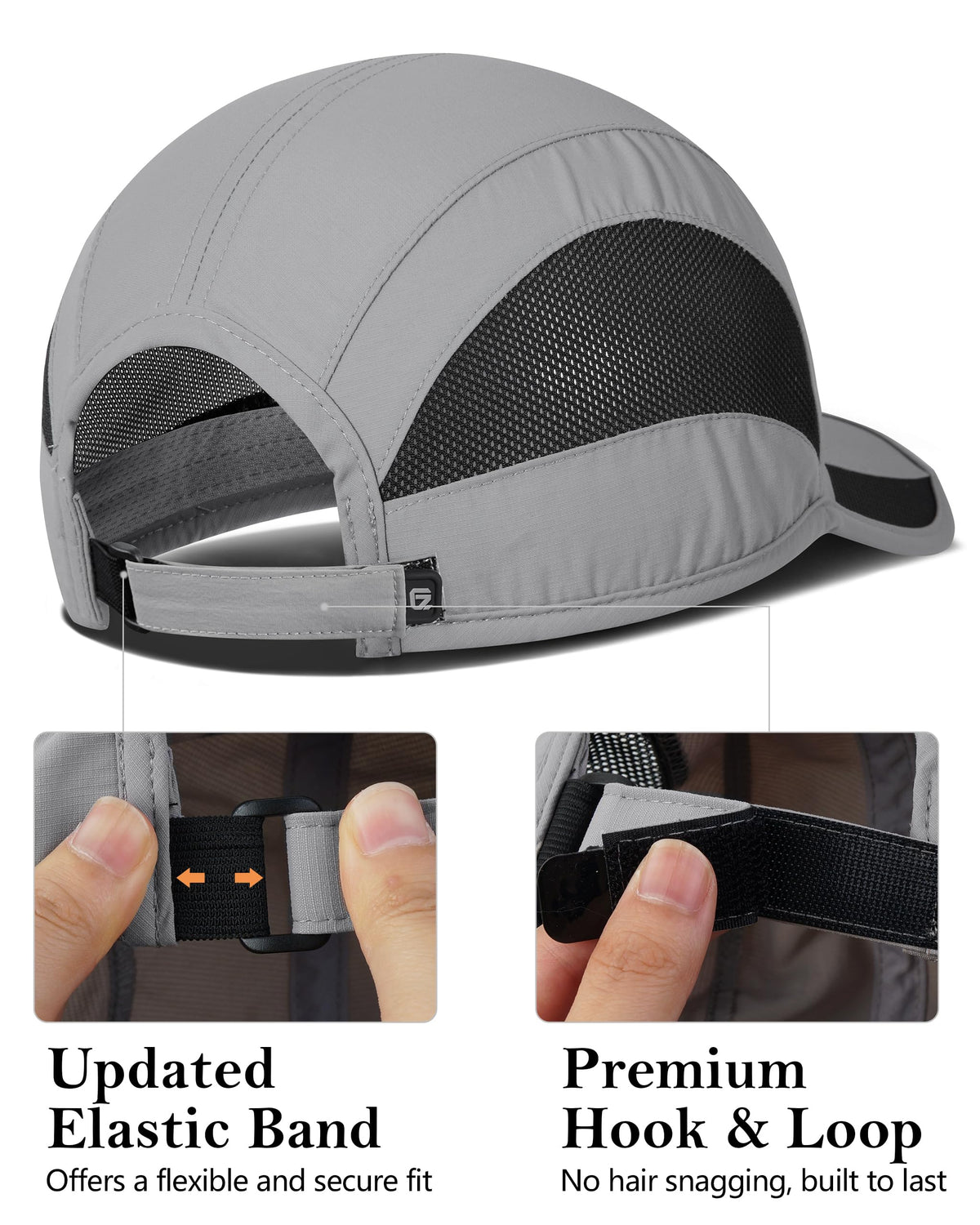 GADIEMKENSD Outdoor Running Hat Men's Cooling UPF50+ Womens Baseball Cap Sport Mesh Sun Hat Trucker Dad Hats Quick Dry Breathable Unstructured for Summer Camping Hiking Light Grey S/M 6 7/8-7 1/4