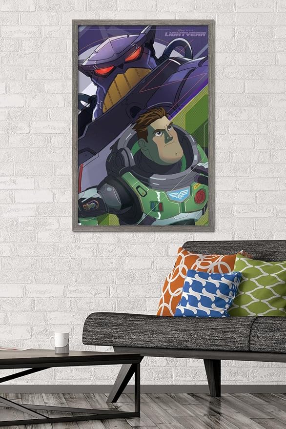 Trends International Disney Pixar Lightyear - Buzz and Zurg Wall Poster, 22.375" x 34", Barnwood Framed Version