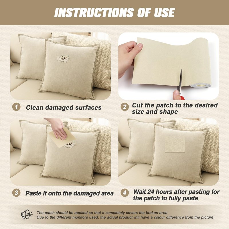 OAZ 4 x 79 inch Canvas Repair Patches Fabric Patch Self-Adhesive Canvas Repair Tape Waterproof Outdoor Gear Patch Kit for Boat Cover Awning Sofa Chair Couch Tent Bag (Ivory Gray)