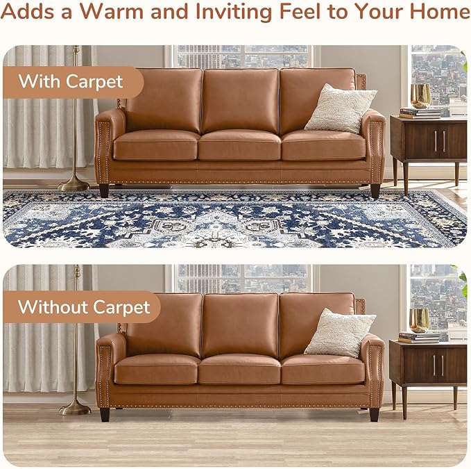OPPODREAM Thin Entryway Rug 2x8, 2x8 Rug Runner, Washable Hallways Carpet 2 x 8 with Non Slip Backing, Low-Pile Bedside Carpet 2 x 8, Long, Faux Cashmere, Navy Blue & Gold