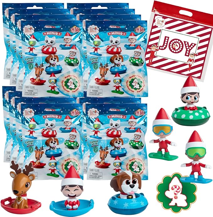 The Elf on the Shelf Merry Merry Minis Series 3: Full Set of 16 Blind Bags with Surprise Elf Figure Collectibles and Zippered Joy Bag