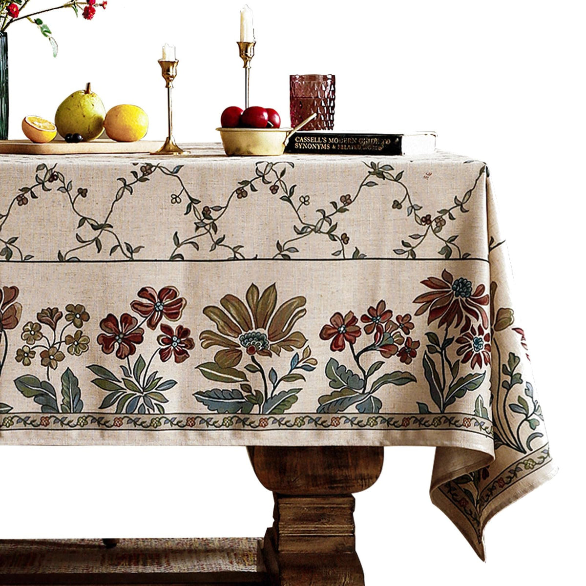 patdrea Vintage French Linen Tablecloth,Rectangular,87"x55"-Wensel