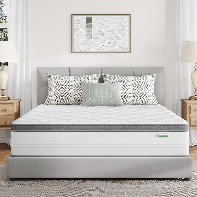 Novilla Queen Mattress in a Box, Queen Size Mattress 10 Inch,Pocket Innerspring with Foam Layer for Motion Isolation & Pressure Relief,Medium Firm Feel,CertiPUR-US