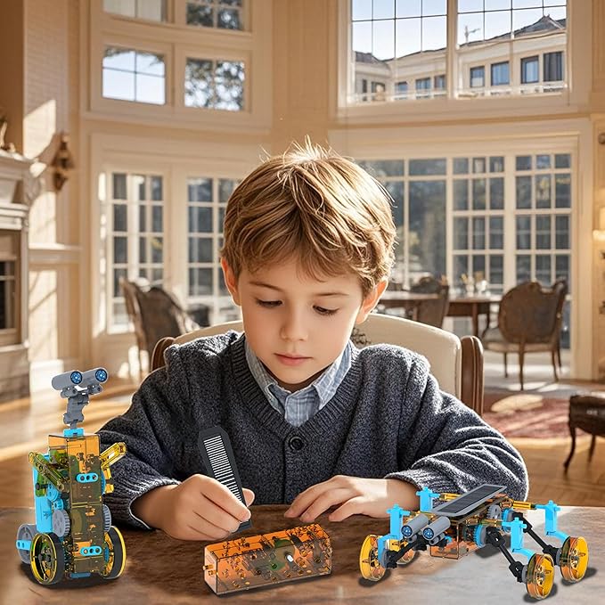 STEM 25-in-1 Education Solar Power STEM Toys for Boys Age 8-12, Science Kits Robots Toys for Ages 8-13, Building Toys Robotics Experiment Set Birthday Gifts for Kids 8 9 10 11 12 13 Years Old (Yellow)