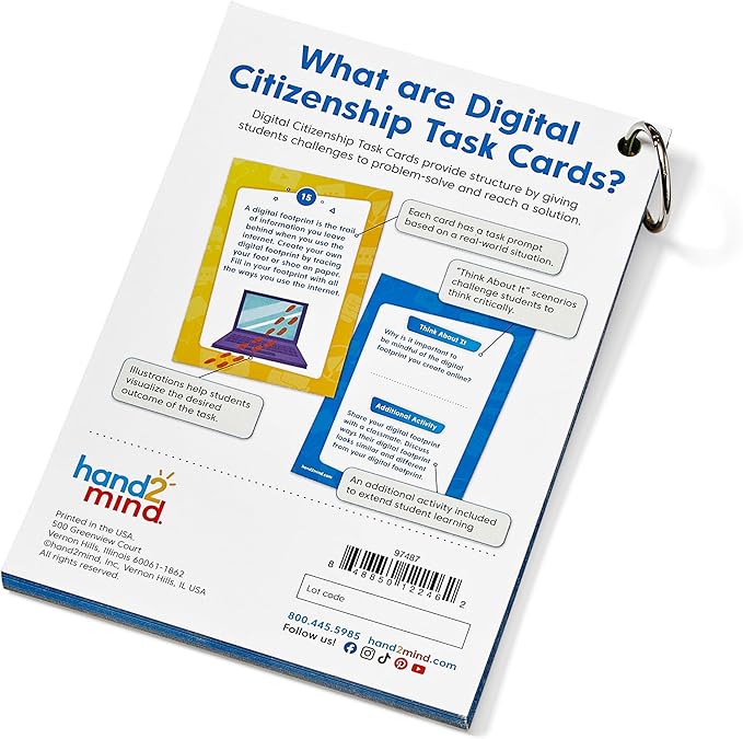 hand2mind Digital Citizenship Beginner Task Cards, Ages 5+, Computer Science & Technology for Kids 5-7, STEM Projects, STEM Activities for Classroom, Science Classroom Supplies