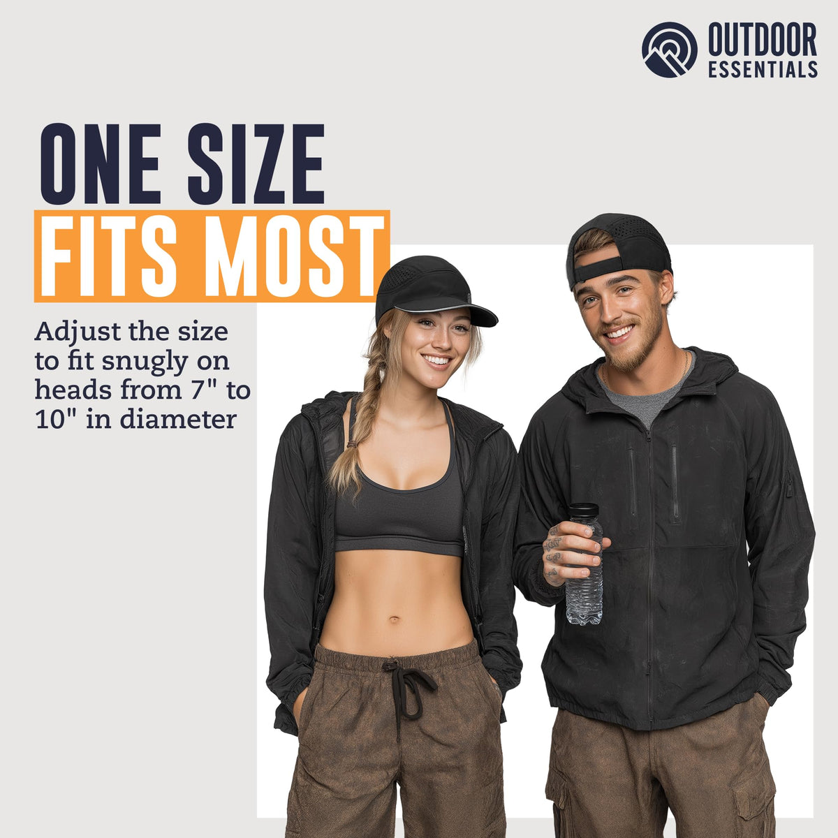 OutdoorEssentials Running Hat - Breathable Running Hats for Women & Men - Jogging Exercise Hiking Cap - Trail Baseball Tennis Black