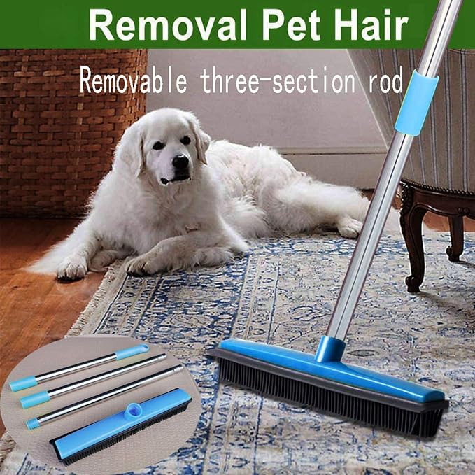 Multifunctional Broom, Telescopic Carpet Rake Rubber Pp 12.6in Brush Easy Wash