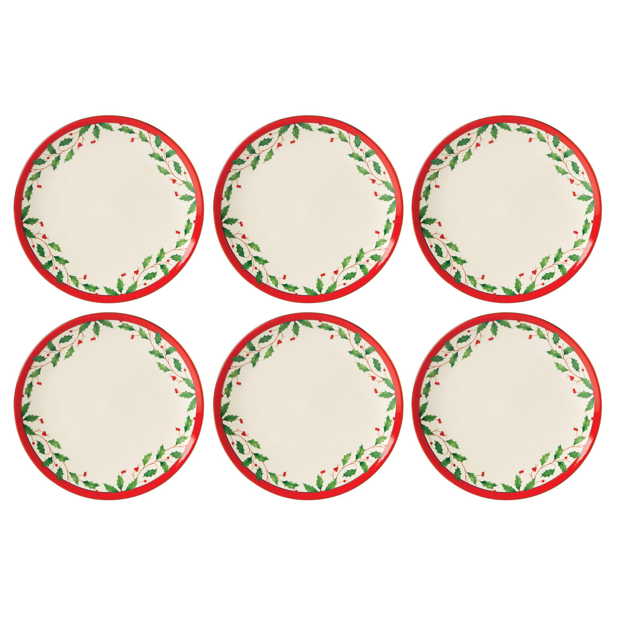 Lenox Holiday Porcelain Christmas Salad Plate Set for 4