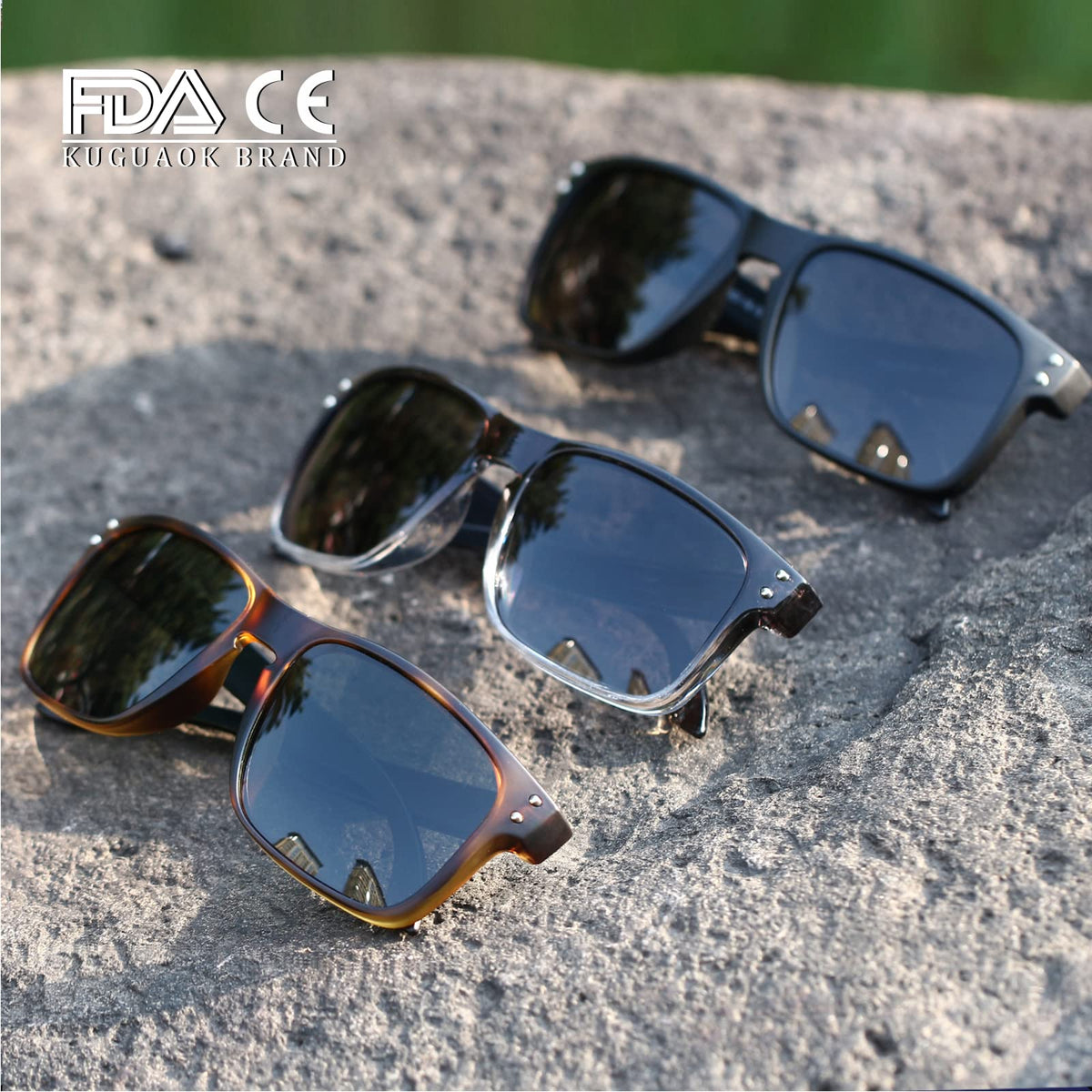 KUGUAOK Polarized Square Sunglasses For Men and Women Matte Finish Sun Glasses UV Protection Glasses