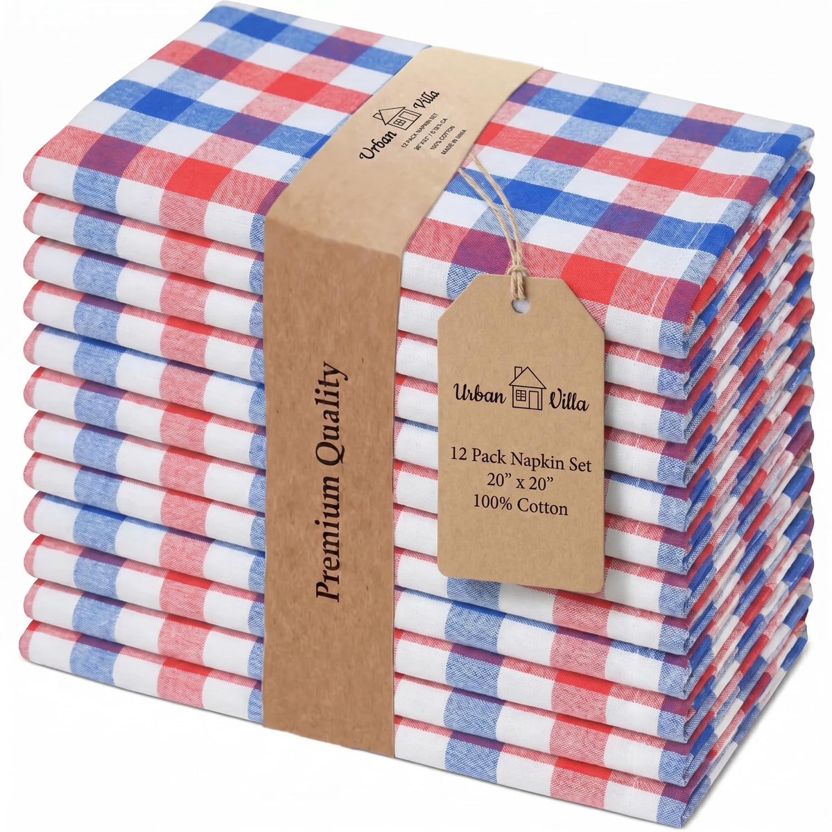 Urban Villa Cloth Napkins Cotton 20x20 (Set of 12) Rust
