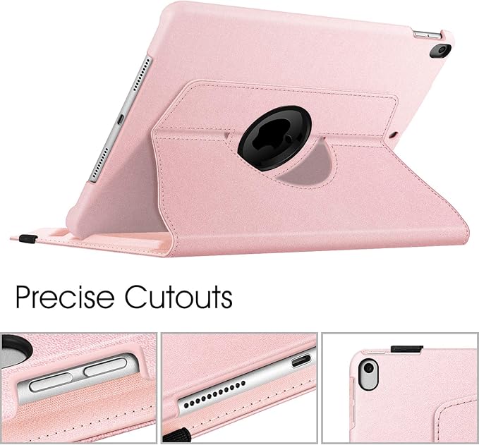 Fintie Rotating Case for iPad Air (3rd Gen) 10.5" 2019 / iPad Pro 10.5" 2017 with Built-in Pencil Holder - 360 Degree Rotating Stand Protective Cover, Auto Sleep/Wake (Rose Gold)