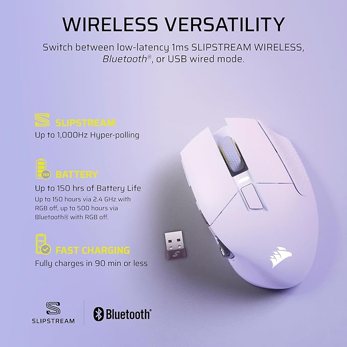 Corsair Scimitar Elite Wireless SE MMO PC Gaming Mouse – 33,000 DPI, 16 Programmable Buttons, Key Slider, Elgato Virtual Stream Deck, 1,000Hz Polling, Up to 150-Hour Battery – White