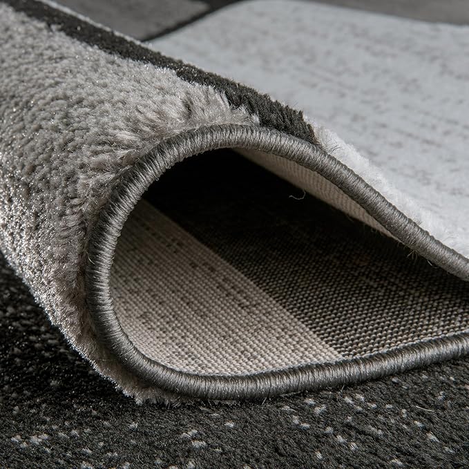 Rugshop Contemporary Modern Boxes Grey Area Rug Runner 2' x 7' 2"