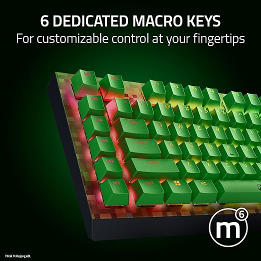 Razer BlackWidow V4 X Mechanical Gaming Keyboard: Green Switches Tactile & Clicky - 6 Macro Keys - Chroma RGB - Doubleshot ABS Keycaps - Sound Dampening & Stabilizers - Minecraft Edition