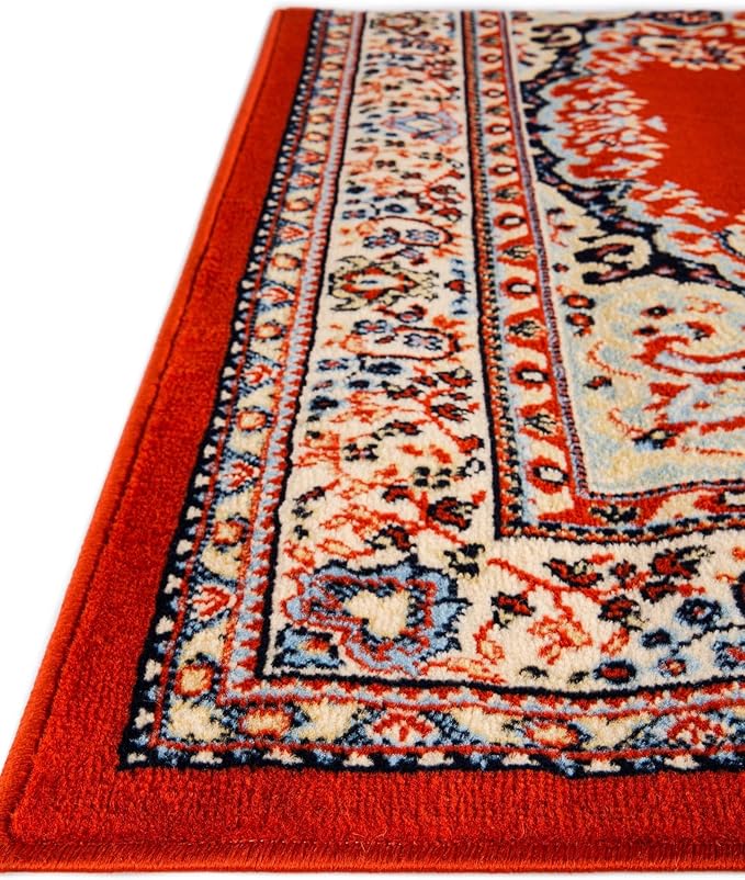 Unique Loom Reza Collection Traditional Persian Style Area Rug, 4 x 6 ft, Terracotta/Ivory