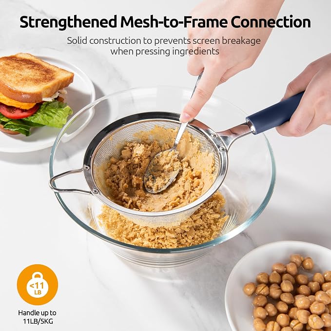 U-Taste Medium Fine Mesh Strainer: 18/8 Stainless Steel 4.73in 30 Mesh Kitchen