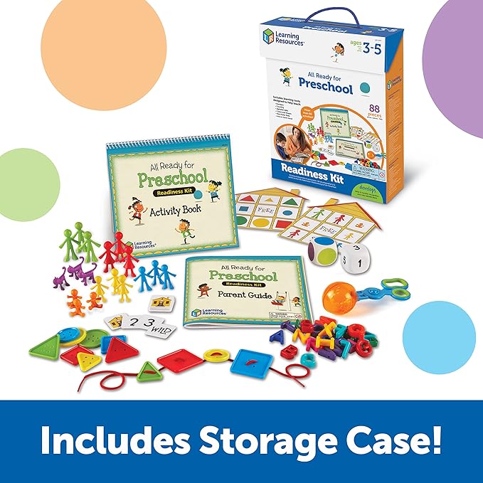 Learning Resources All Ready For Preschool Readiness Kit - 60 Activities Set, Ages 3+, Kindergartner Preparation Kit, Preschool Homeschool Curriculum