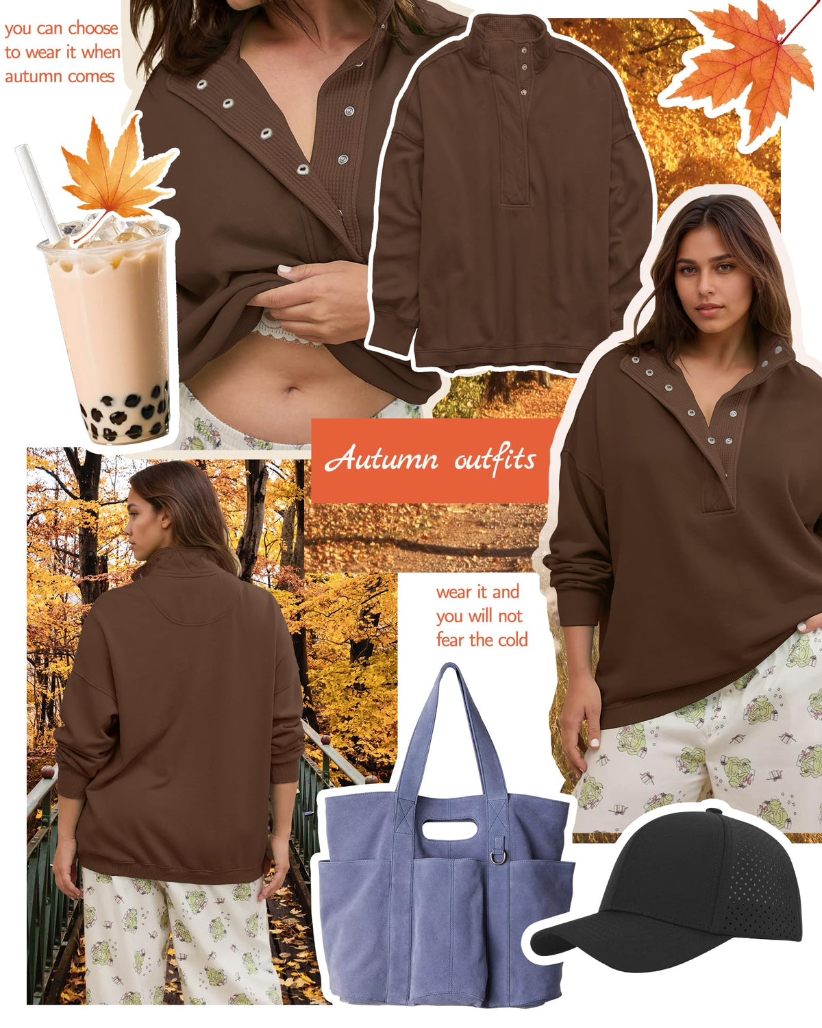 Gacaky Sweatshirt for Women Oversized Henley Neck Pullover Top Fall Outfits