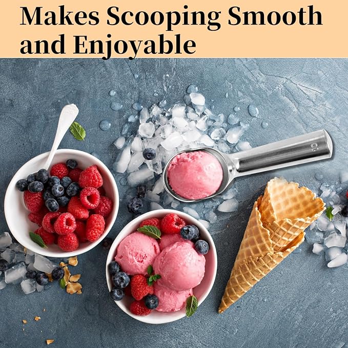 Aluminum Ice Cream Scoop, Large Ice Cream Scooper, Silver
