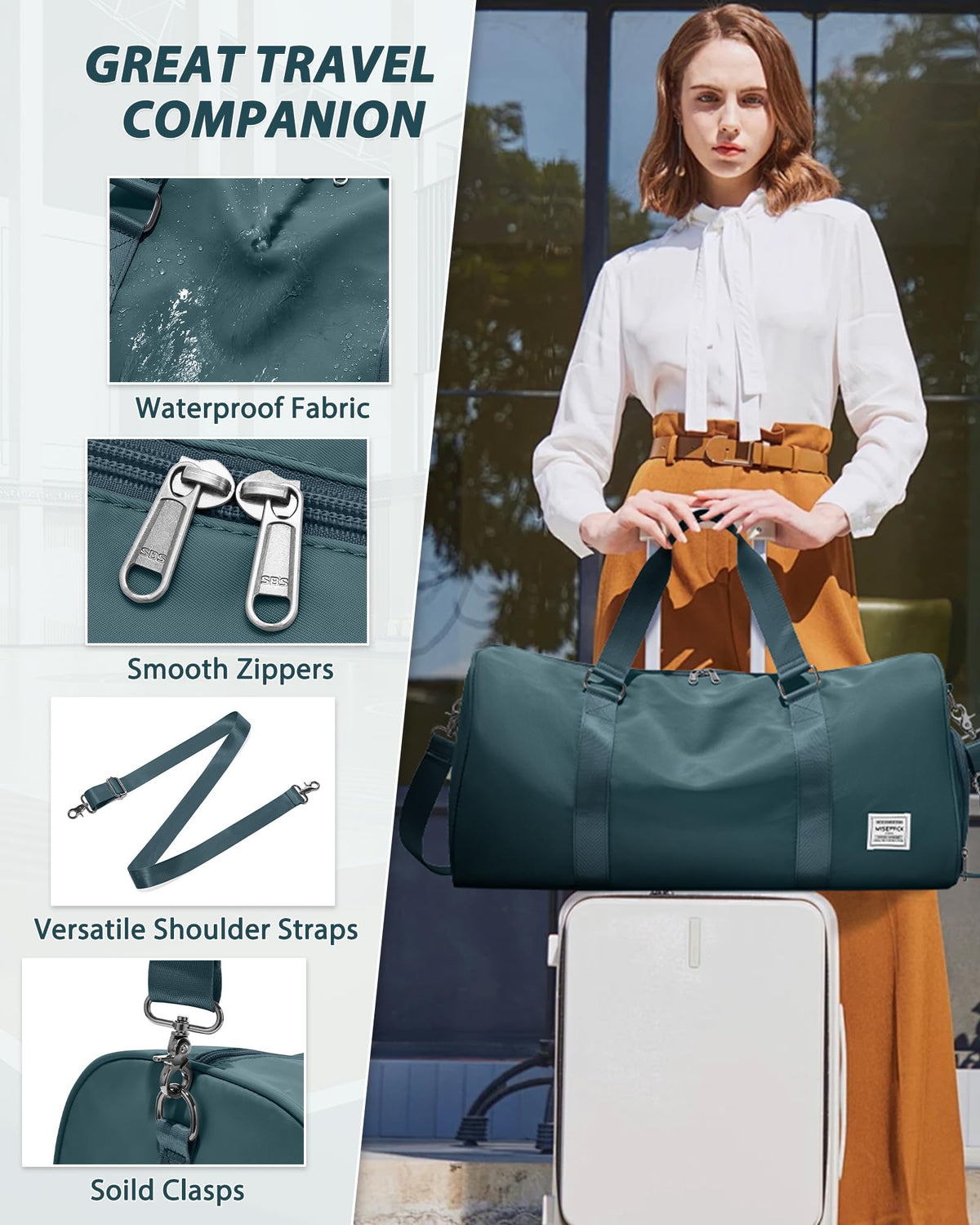 Gym Bag for Women Men with Shoe Compartment,Small Travel Duffle Bags for Traveling Overnight Weekender Bag Personal Item Travel Bag Large Sport Bag Workout Bag Peacock Blue