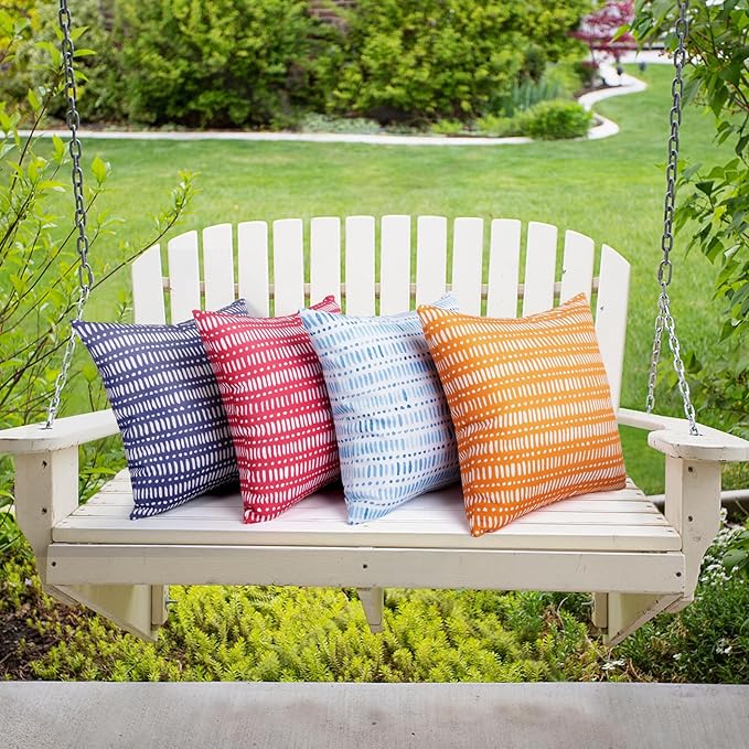 Pack of 2 18x18 Outdoor Pillows, Waterproof Throw Pillows with Inserts, Decorative Patio Pillows for Garden, Couch, Furniture, Sofa, Bed, Living Room((Pebble Red)