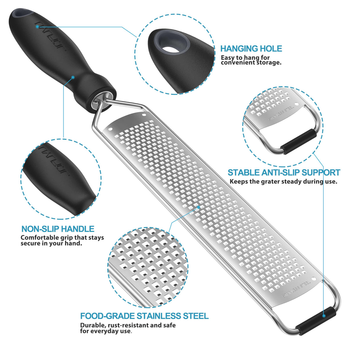 Lemon Zester Grater, Stainless Steel Zester Grater with Handle