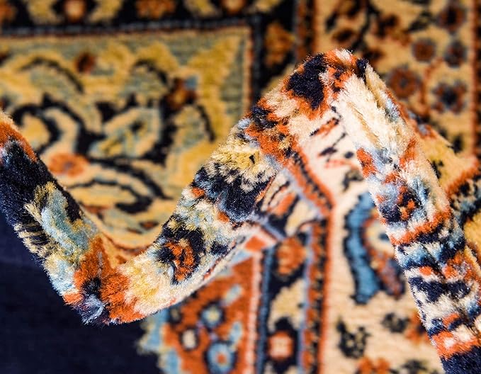 Unique Loom Reza Collection Traditional Persian Style Area Rug, 2 ft 7 in x 10 ft, Navy Blue/Ivory
