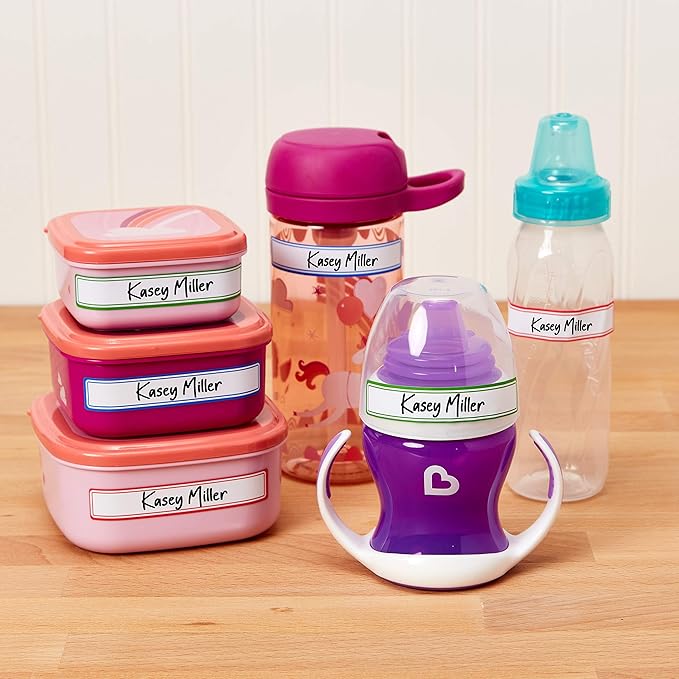 Avery(R) Durable Labels for Kids' Gear, 5/8" x 3-1/2", Assorted Border Colors, Water-Resistant, 35 Rectangle Labels Total (Pack of 2)
