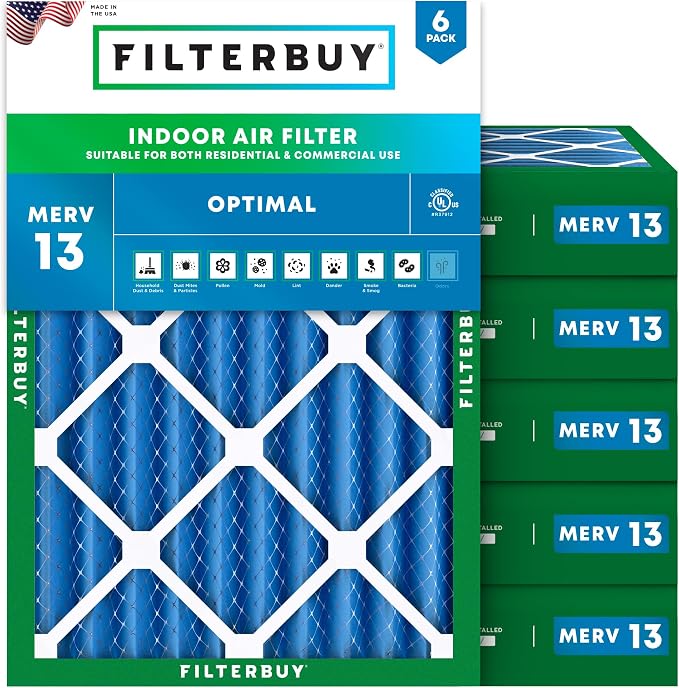 Filterbuy 18x20x4 Air Filter MERV 13 Optimal Smoke & Allergy Defense,
