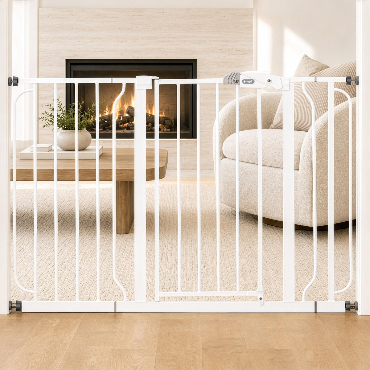 Regalo White Extra Wide Metal Pet Gate, 2" L X 49" W X 30" H