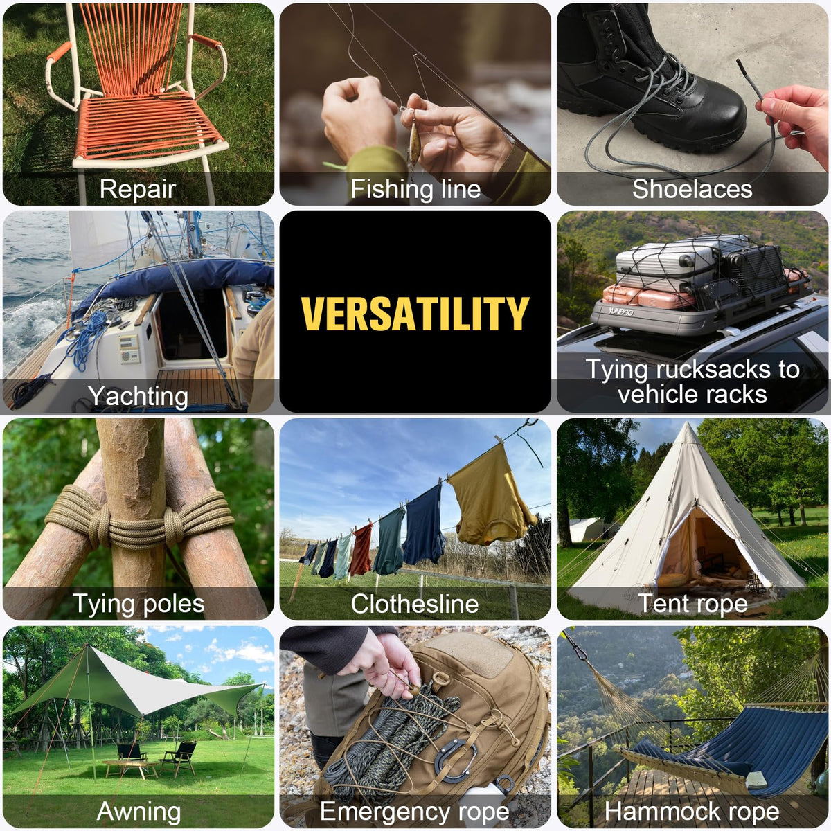 TRIBERION Paracord Rope 750 lb - 200ft 5/32" Parachute Cord 4MM 12-Strand para Cord - Heavy Duty Spool String for Survival,Camping Gear, Survival Bracelet, Clothesline - Orange