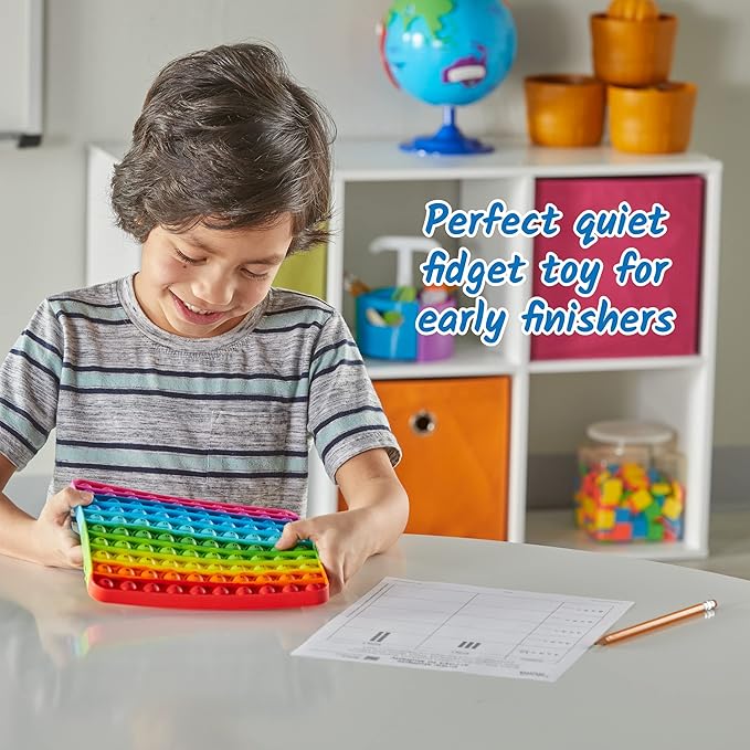 hand2mind Hundred Board Sensory Bubble Popper, Pop Fidget Toys for Kids, Multiplication Board, Math Manipulatives Kindergarten, Fine Motor Toys, Fidgets for Classroom, Calm Down Corner Supplies