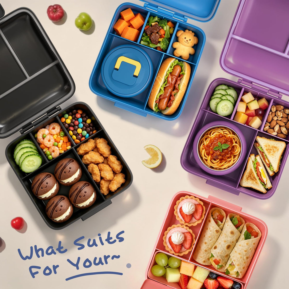 JXXM Bento Lunch Box for Kids With 8oz Soup thermo,Leak-proof Lunch Containers with 5 Compartment,thermo Food Jar and Lunch Bag, Food Containers for School (A-Blue(Dinosaur))