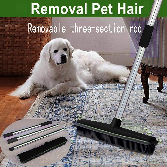 Multifunctional Broom, Telescopic Carpet Rake Rubber Pp 12.6in Brush Easy Wash
