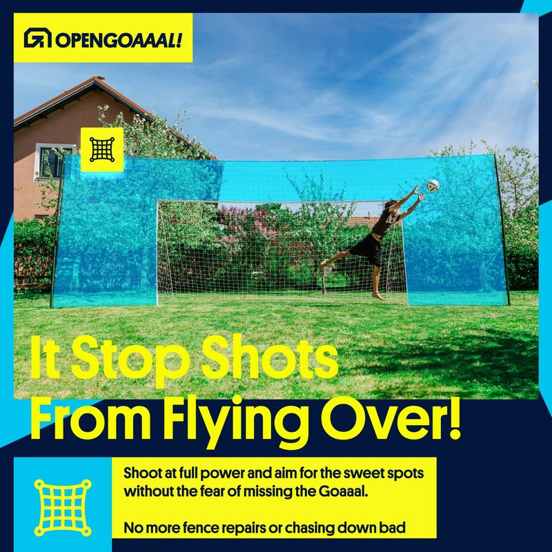 Open Goaaal 3-in-1 Soccer Goal Trainer - Large White - Practice Targets & Soccer Training Equipment - Backstop Net for Backyard - Quick Setup Goal Net & Football Accessories