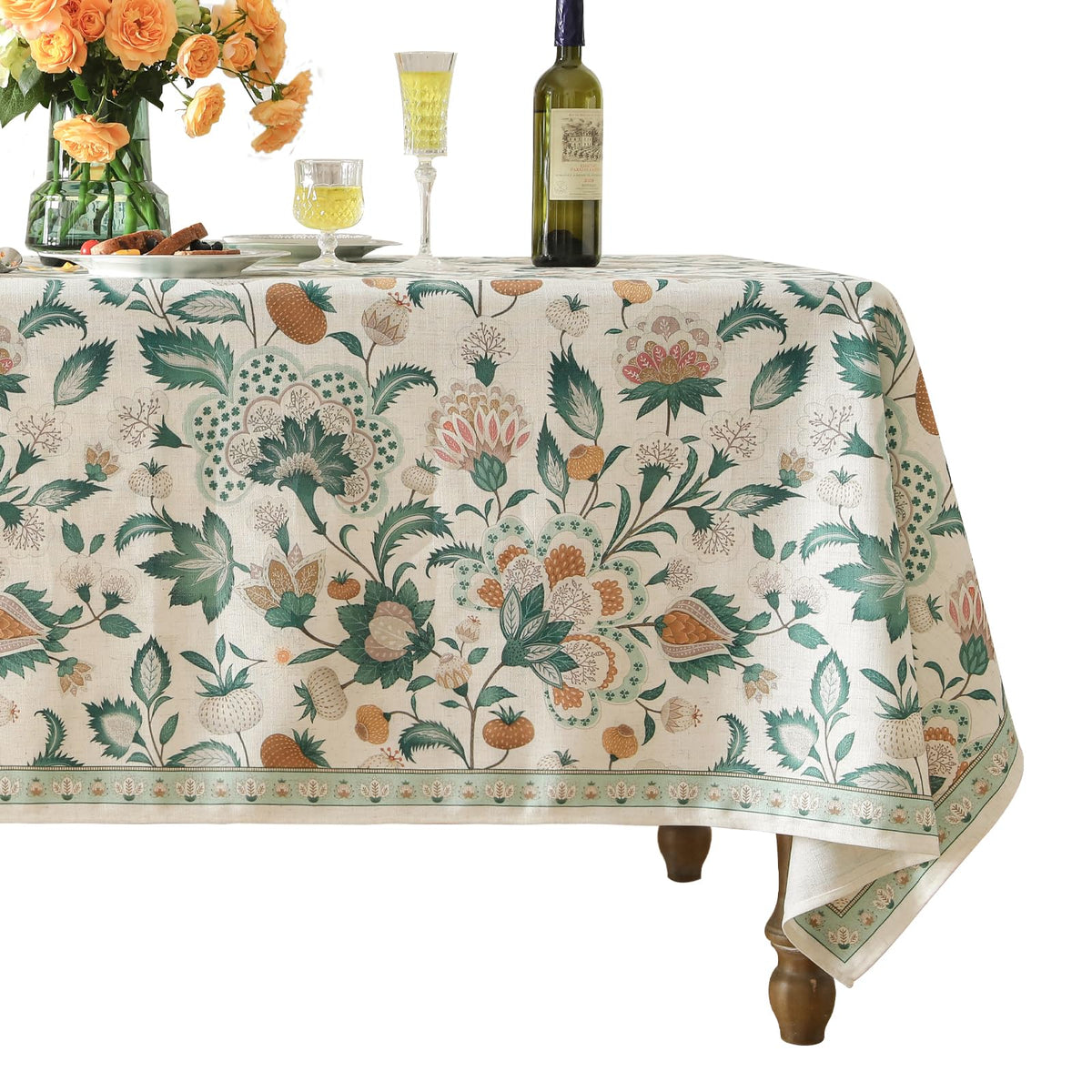 patdrea Vintage French Linen Tablecloth,Rectangular,79"x55"-Istana A