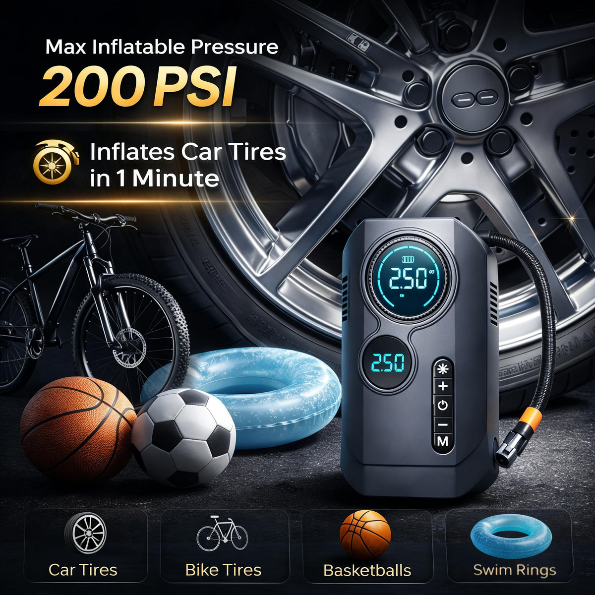 Portable Car Battery Jump Starter with Air Compressor