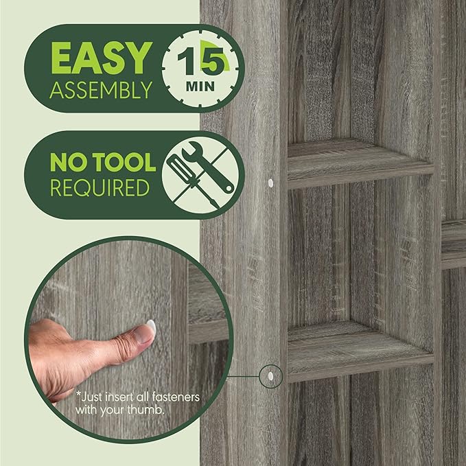 Furinno Luder 5-Cube No Tool Assembly Open Shelf, French Oak