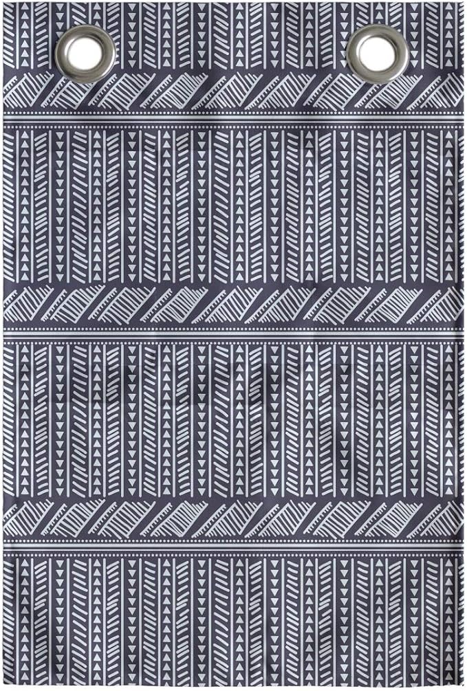Ambesonne Tribal Hanging Pocket Organizer, Composition of Mini Triangles and Streaks Ornamental Prehistoric Layout, Printed Polyester Storage Bag with Pockets, 14" x 20", Dark Indigo Pale Blue