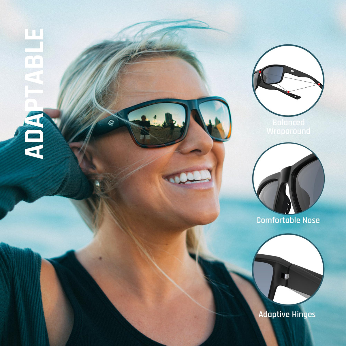 TOREGE Polarized Sports Sunglasses for Men and Women Cycling Running Golf Fishing Sunglasses TR26 (Tortoise Frame & Brown Lens)