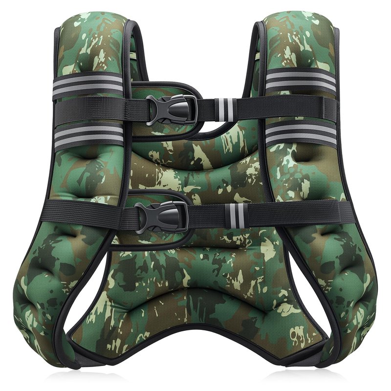 ZELUS Weighted Vest, 6lb/8lb/12lb/16lb/20lb/25lb/30lb Weight Vest for Men Women with Storage Pocket Reflective Strips for Workout Strength Training Running Muscle Building, Green Camo (25 lb)
