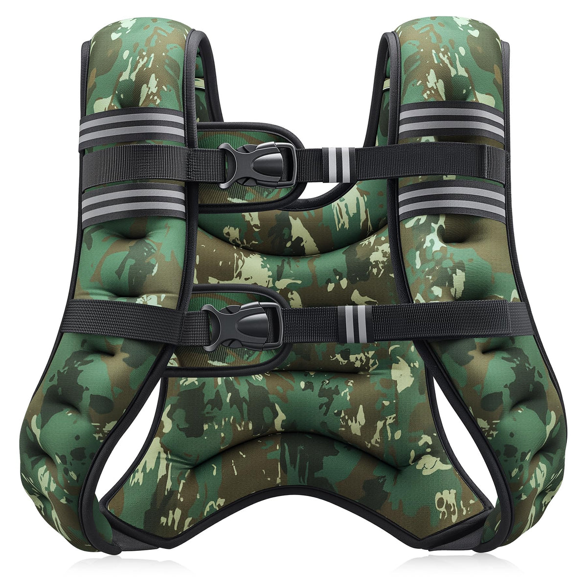 ZELUS Weighted Vest, 6lb/8lb/12lb/16lb/20lb/25lb/30lb Weight Vest for Men Women with Storage Pocket Reflective Strips for Workout Strength Training Running Muscle Building, Green Camo (30 lb)