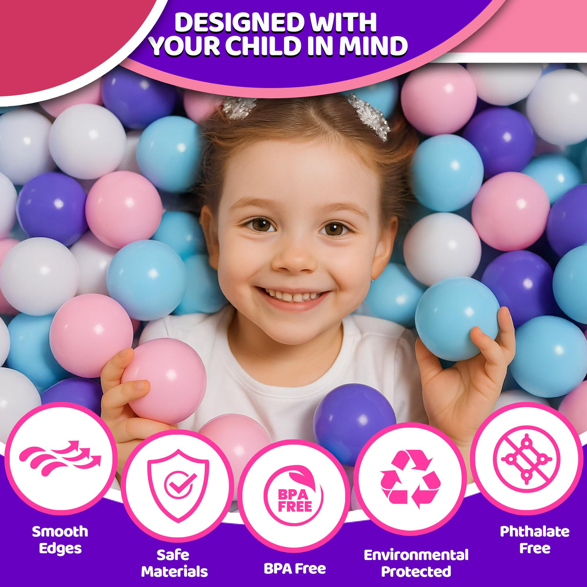MW SPORTS Play Balls for Ball Pit, Plastic Crush Proof, Phthalate & BPA Free, Pastel Colors. (100 Balls)