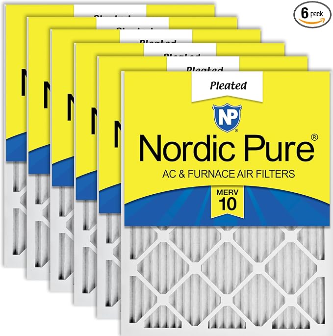 Nordic Pure 16x30x1 Pleated MERV 10 Air Filters 6 Pack