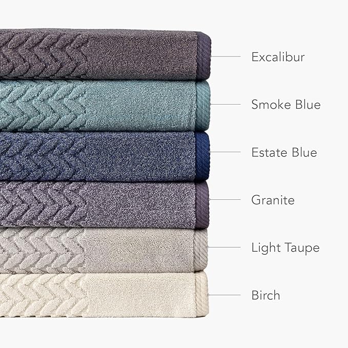 Texere 100% Organic Cotton Cable Jacquard 650 GSM Luxury Towel Sets - Ultra Soft and Absorbent Hotel and Spa Quality (Cable, Birch, 2 Hand & 2 Wash Towels)
