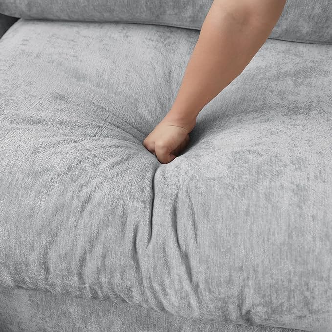 JACH V Shape Sectional Couches for Living Room, Deep Seat Convertible Modular Sofa, Cloud Sectional Couch, Sofa Covers Washable, Minimalist Couch for Living Room, Apartment, Light Grey
